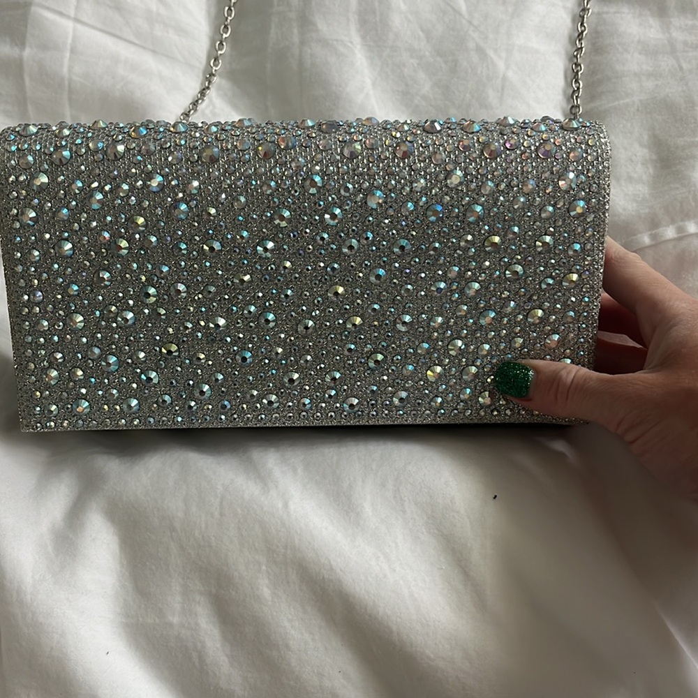 Long sparkly silver evening purse - Picture 2 of 3